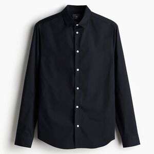 H&M Men's Navy Slim Fit Easy-Iron Shirt Size Medium